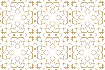 Seamless gold oriental pattern. Islamic background. Arabic linear texture. Vector illustration.