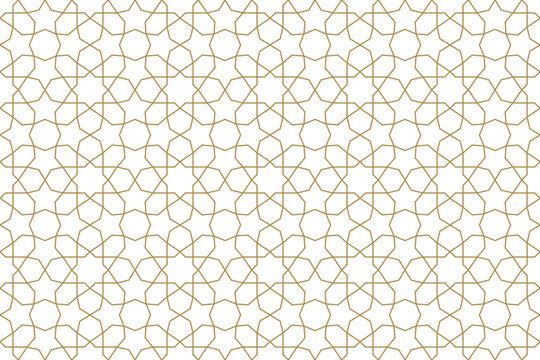 Seamless gold oriental pattern. Islamic background. Arabic linear texture. Vector illustration.