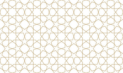 Seamless gold oriental pattern. Islamic background. Arabic linear texture. Vector illustration.