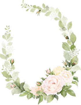 Watercolor Flower Wreath Frame