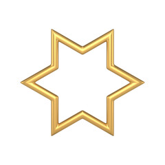 Obraz premium Gold christmas openwork star. Yellow symbol of winter holiday and fun