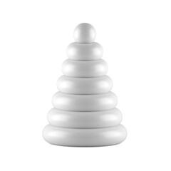 White festive pyramid of rings. Abstract christmas tree in minimalist design