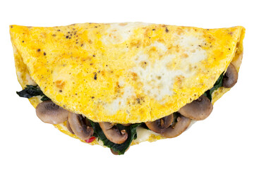 Delicious Mushroom spinach Omelet closeup
