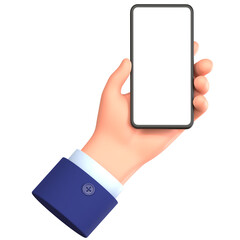 3d render icon hand holding smartphone