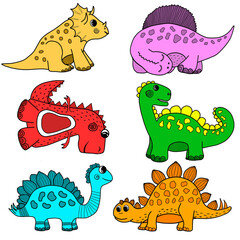 Set with cute dinosaurs.