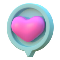 3d render icon love message
