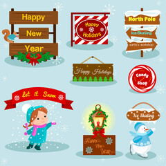 Christmas and New Year holiday Icons and attributes vector image design set for you illustration, design, postcards, labels, stickers and other creative needs