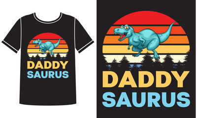Daddy saurus t shirt design concept 
