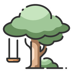 tree Swing line color icon