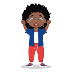 The child is crying, the boy is in tears. Vector illustration