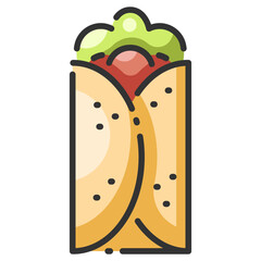 burrito line color icon