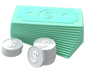 3d render icon money stack