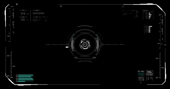 Video overlay HUD head up display graphic interface abstract background, Cyber futuristic technology concept with copy space, 2D Geometry basic shape overlay Technology background 