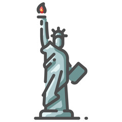 statue of liberty line color icon