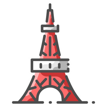 tokyo tower line color icon