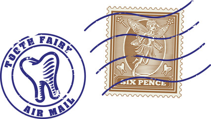 Tooth Fairy Letter Postage Postal Post Stamps