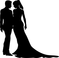 Bride And Groom Couple Wedding Dress Silhouettes