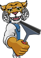 Wildcat Car Or Window Cleaner Holding Squeegee