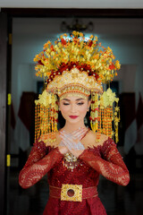 Fototapeta na wymiar Portrait of beautiful Bride in bright traditional costume