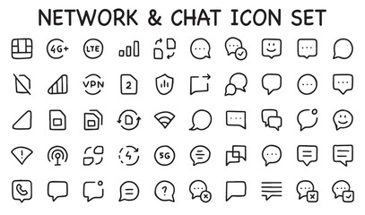 network icon, chat icon, hand drawn icon, phone icon