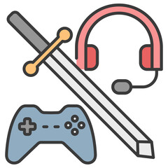 Gamer line color icon