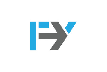FY F Y Letter Logo Design in Blue and Gray Colors. Creative Modern Letters Vector Icon Logo.