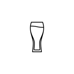 beer glass or wiezenbier glass icon with full filled with water on white background. simple, line, silhouette and clean style. black and white. suitable for symbol, sign, icon or logo