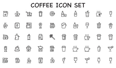 Fototapeta na wymiar coffee icon set, coffee shop, icon hand drawn
