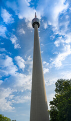 Obraz premium TV Tower Building (216.6 meters high) in Stuttgart, Germany. Baden-Württemberg, Germany, Europe