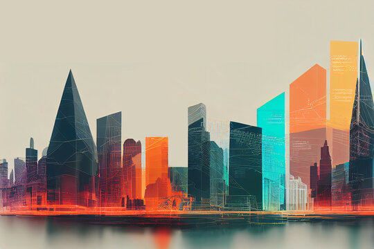 The abstract background of the futuristic skyscraper - Digital Generate Image