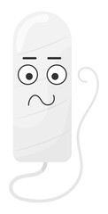 Sticker funny tampon with kawaii emotions. Flat illustration of tampons with emotions isolated without background.