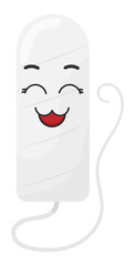 Sticker funny tampon with kawaii emotions. Flat illustration of tampons with emotions isolated without background.