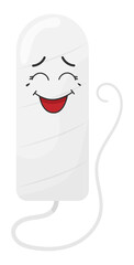 Sticker funny tampon with kawaii emotions. Flat illustration of tampons with emotions isolated without background.