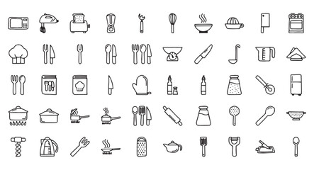 kitchen icon pack, kitchenware icon set, handdrawn icon