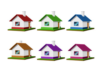 Naklejka premium Set of houses PNG illustration with transparent background