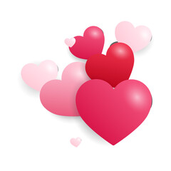 Pink and red heart isolated background, illustration 