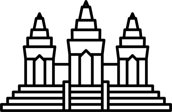 recommend clip art: outline simplicity drawing of angkor wat landmark front elevation view.