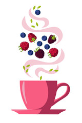 Fototapeta Herbata z owoców leśnych, jagody, jeżyny, maliny obraz