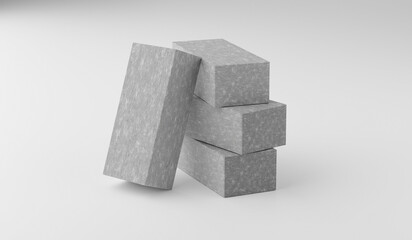 Construction Concrete Bricks on White Background - 3D Illustration