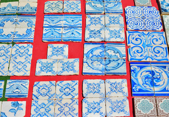 Vintage tile azulejo on the flea market