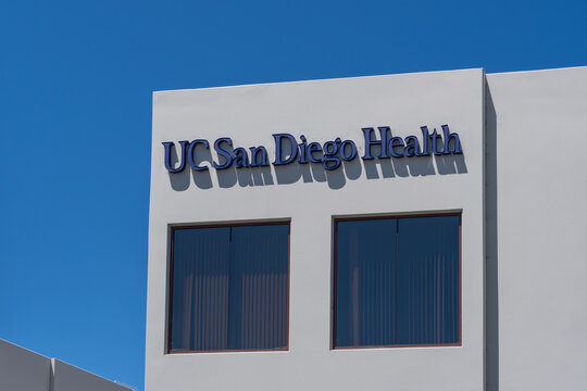 San Diego, CA, USA - July 9, 2022: Close Up Of UC San Diego Health Sign On The Building In San Diego, CA, USA. UC San Diego Health Is The Academic Health System Of The University Of California.