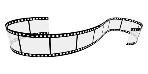 Film roll - Photo cinema video theme - Design element isolated on a white background - Black and white colors