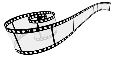 Film roll - Photo cinema video theme - Design element isolated on a white background - Black and white colors - obrazy, fototapety, plakaty