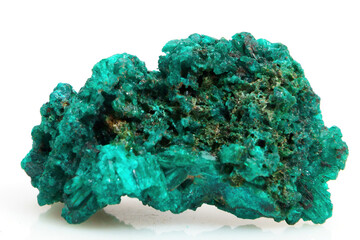 Natural natural stone green dioptase on a white background