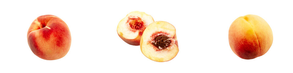 Set of peaches on a white background