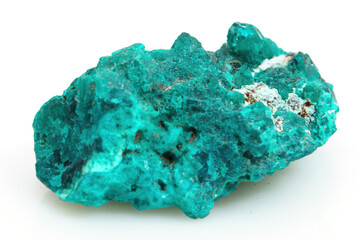 Fototapeta premium Natural natural stone green dioptase on a white background