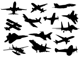 silhouettes of airplanes