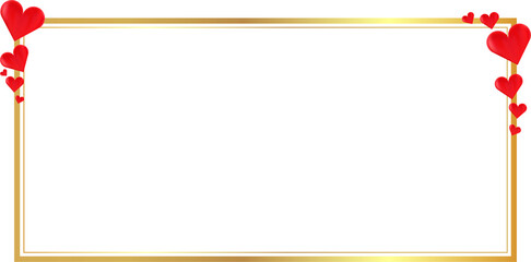 Golden frame with red hearts