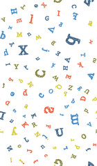 Transparent seamless vector patterns. with numbers and letters. A motif for textile print, wrapping gift paper or web project. Kids room wall art print.