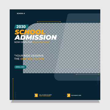 School admission social media post and back to school web banner template design